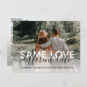 Neue Plan moderne Typografie Hochzeit ändern das D Ankündigungspostkarte (Vorne/Hinten)