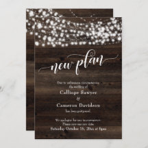 Neue Plan Wood & Lights Hochzeitskarte aufgeschobe