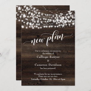 Neue Plan Wood & Lights Hochzeitskarte aufgeschobe Einladung