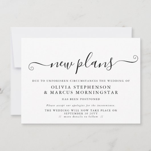 Neue Pläne für verzögerte Ereignisankündigung Einladung (Vorderseite)