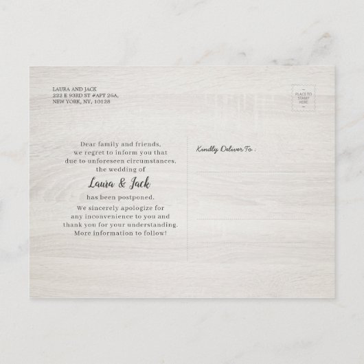 Neue Pläne Hochzeitspause Mason Jars Wood Ankündigungspostkarte (Rückseite)