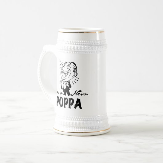 Neue Poppa-T - Shirt und Geschenke lächeln Bierglas (Vorderseite Links)