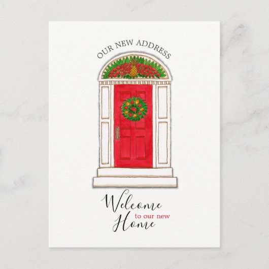 Neue Postkarte für Ananas mit roter Tür (Vorderseite)