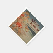 neue Postkarte für Vintage Ferien auf Jersey Serviette (Ecke)