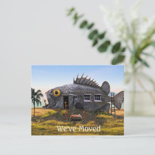 Neue Postkarte mit Fisch und Ameisen am Strand (Stehend Vorderseite)