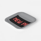 Neue PR-Lauf-Meilenstein-Rot-Neon-Digital-Effekt Pappteller (Gewinkelt)