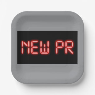 Neue PR-Lauf-Meilenstein-Rot-Neon-Digital-Effekt Pappteller