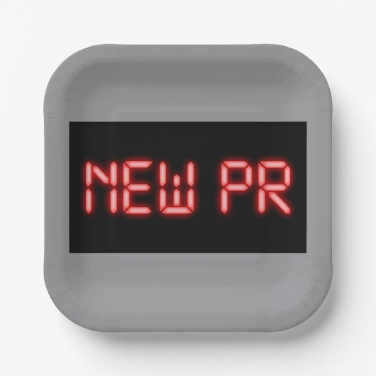 Neue PR-Lauf-Meilenstein-Rot-Neon-Digital-Effekt Pappteller (Vorderseite)