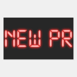 Neue PR Laufmeilenstein Rotes Neon-Digital-Effekt Rechteckiger Aufkleber