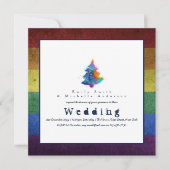 NEUE Rainbow Christmas Tree LGBT Pride Gay Wedding Einladung (Vorderseite)