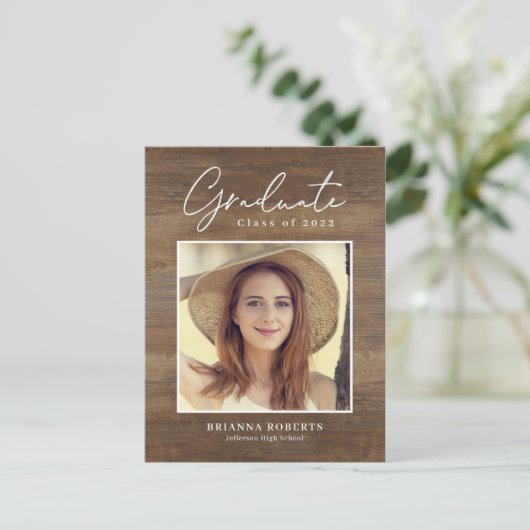 Neue Reise Rustikaler Abschluss Ankündigung Postca Postkarte (Stehend Vorderseite)