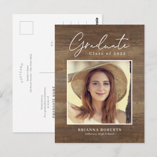 Neue Reise Rustikaler Abschluss Ankündigung Postca Postkarte (Vorne/Hinten)