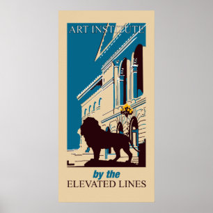 Neue Retro Kunstinstitut Chicago-Vertikalefahne Poster