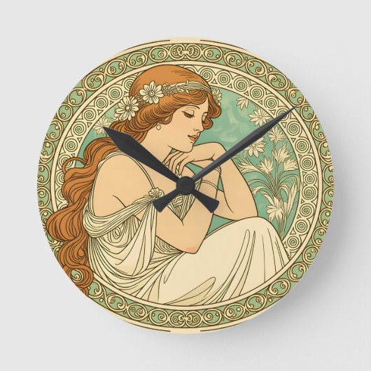 Neue romantische Kunst White Flowers Runde Wanduhr (Vorderseite)