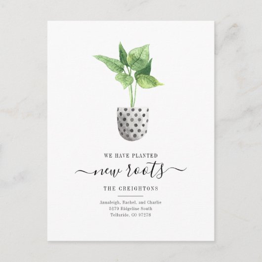 Neue Roots Einfache Pflanze Ankündigungspostkarte (Vorderseite)