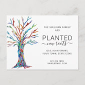Neue Roots Tree Moving Ankündigung Postkarte (Vorderseite)
