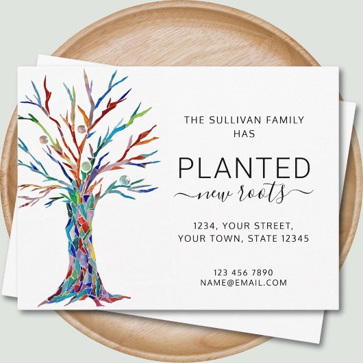Neue Roots Tree Moving Ankündigung Postkarte