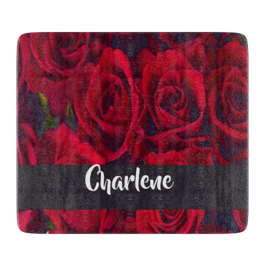 Neue rote Rosen Schneidebrett (Vorderseite)