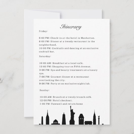 Neue Route für York-Bachelorette, schwarz-weiß Einladung (Rückseite)