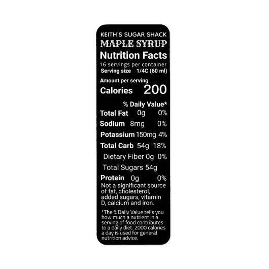 NEUE Rücksendeadresse Ahornsirup Nutrition Black (Vorne)