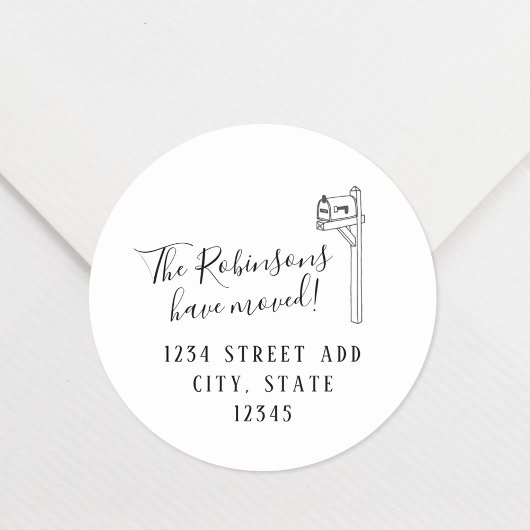 Neue Rücksendeadresse für Ankündigungen von Adress Runder Aufkleber