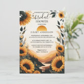 Neue Rustikale Gartenanlage Brautparty Sonnenblume Einladung (Stehend Vorderseite)