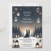 Neue Rustikale Waldstars schneesichere Winterhochz Einladung (Vorderseite)