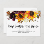 Neue Saison Neue Zuhause Herbst Herbstsonnenblume  Ankündigungspostkarte (Vorne/Hinten)