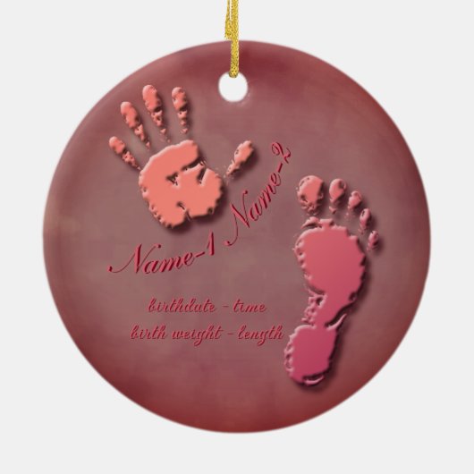 Neue Säugling-Hand-Fußabdruck Keramik Ornament (Hinten)