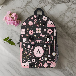 neue schicke hübsche monogramm schwarze Schule Bedruckter Rucksack