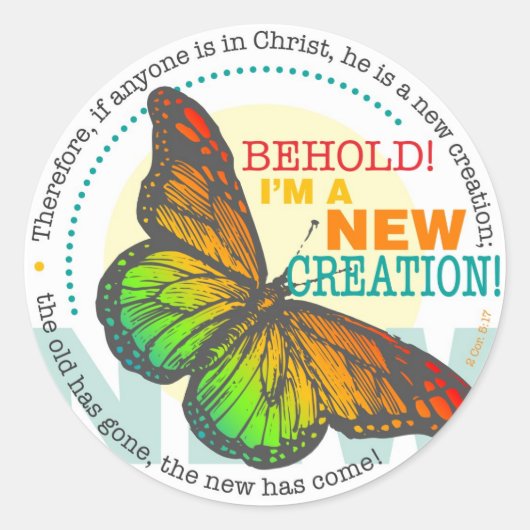 Neue Schmetterlingstickerei Runder Aufkleber (Vorderseite)