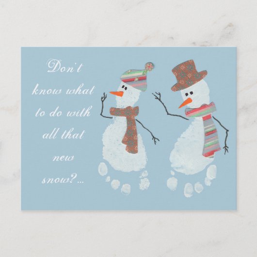 Neue Schneefreunde machen - Baby Footprint Snowmen Postkarte (Vorderseite)