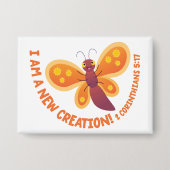 Neue Schöpfung süßer Schmetterling Cartoon Bibelve Button (Vorderseite)