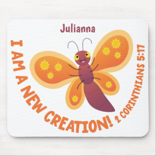 Neue Schöpfung süßer Schmetterling Cartoon Bibelve Mousepad