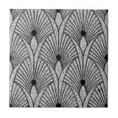 Neue Schwarz-Silber-Art-Déco-Fan-Keramik Fliese (Vorderseite)