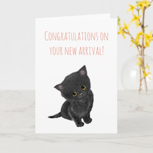 Neue schwarze Kitten Gratulationskarte für ein paa Karte (Gelbe Blume)