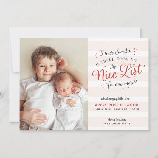 Neue Schwester oder Bruder Weihnachten Ankündigung (Vorderseite)