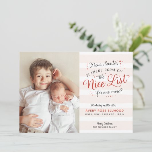 Neue Schwester oder Bruder Weihnachten Ankündigung (Stehend Vorderseite)