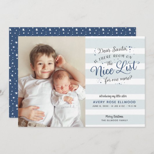 Neue Schwester oder Bruder Weihnachten Ankündigung (Vorne/Hinten)