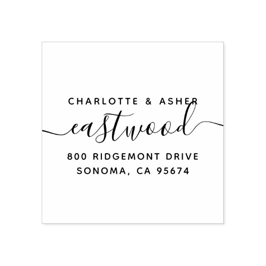 Neue Script Monogram-Rücksendeadresse Gummistempel (Prägung)