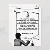 Neue Selbstveränderung Ephesianer 4:22-24 Bibelzit Postkarte (Vorne/Hinten)