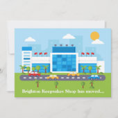 Neue Shop-Adresse Niedliche Einkaufshallen bewegen Ankündigung (Vorderseite)