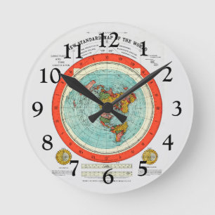 Neue Standardkarte der flachen Erde der Welt Runde Wanduhr