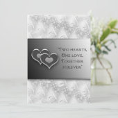 Neue Stimmen - Einladung/Zwei Herzen - Grau/Silber Einladung (Stehend Vorderseite)