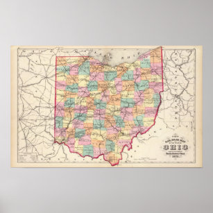 Neue Straßenkarte für den Staat Ohio Poster
