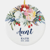 Neue Tante etablierte Personalisierte Land Florals Keramik Ornament (Hinten)
