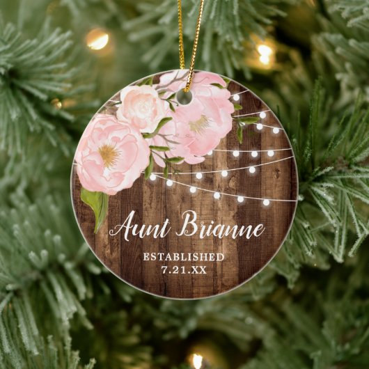 Neue Tante Personalisiert Keepake Land Holz Keramik Ornament (Baum)