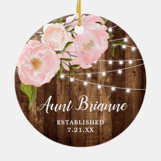 Neue Tante Personalisiert Keepake Land Holz Keramik Ornament (Hinten)