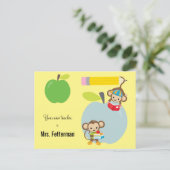 Neue Teacher School Jahr Affen Gruß Postkarte (Stehend Vorderseite)