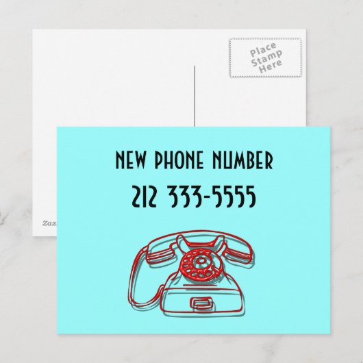 neue Telefonnummer Postkarte (Vorne/Hinten)